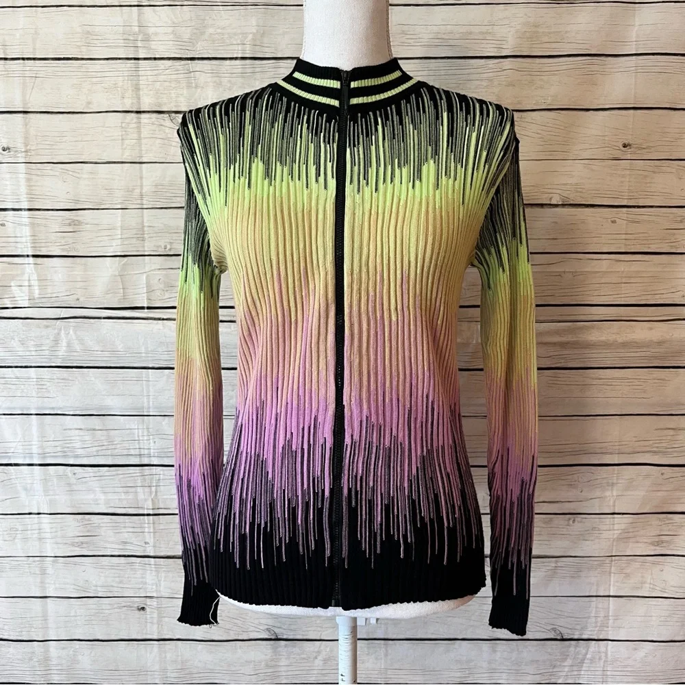 Stretch Zip-Up Sweater Neon Jamie Sadock Sporty - Picture 1 of 8